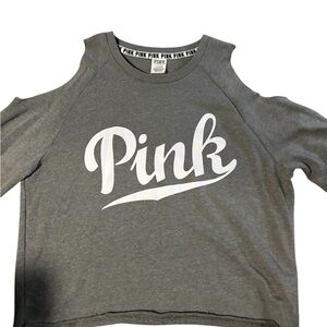 PINK Victoria's Secret Gray  woman’s Cold Shoulder Top-large